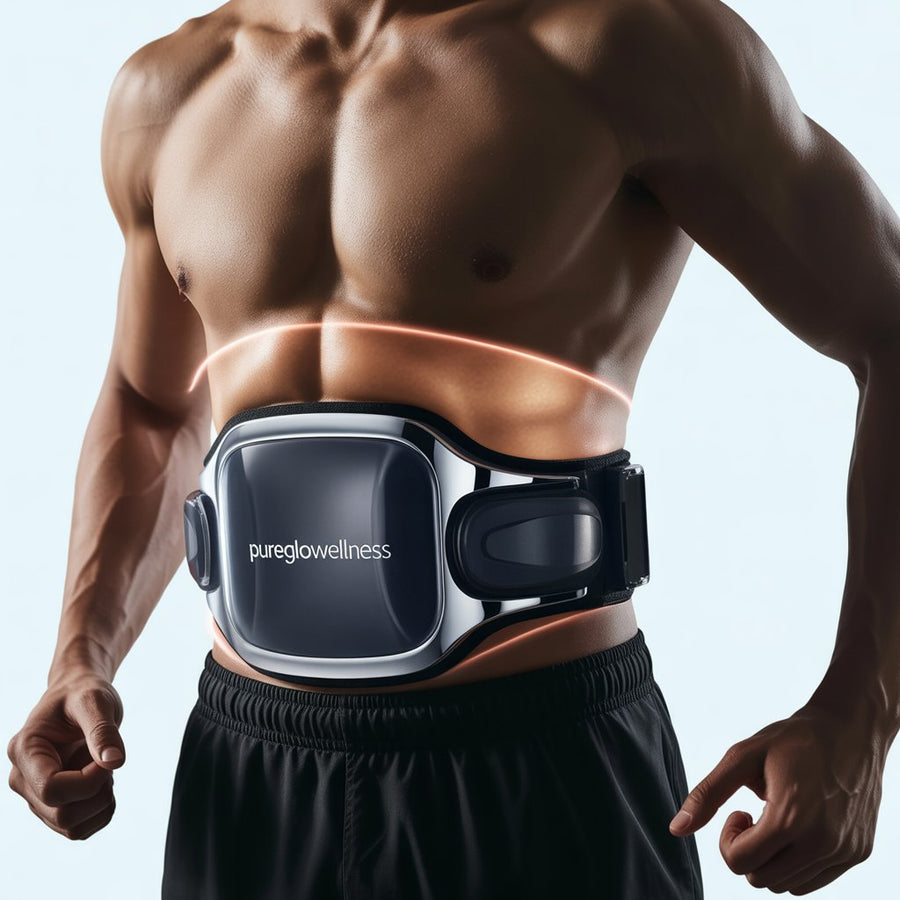 “PureglowWellness™ – Ceinture EMS Pro | Brûle Graisse & Tonifie les Abdos”