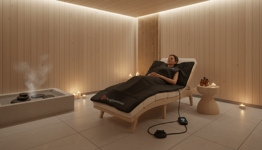 “PureglowWellness™ – Couverture Sauna Infrarouge | Detox, Relaxation & Perte de Poids”