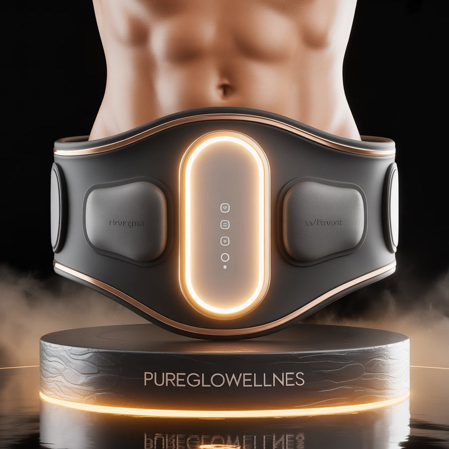 “PureglowWellness™ – Ceinture EMS Pro | Brûle Graisse & Tonifie les Abdos”